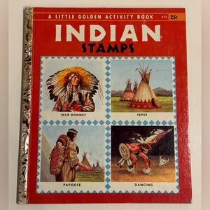 Vintage 1957 Little Golden Book INDIAN STAMPS by Edward Huberman 1st Edition “A”
